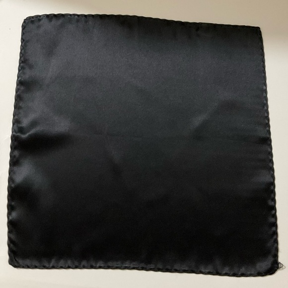 Men's Pocket Square Black Silk Scarf Handkerchief - Picture 1 of 6